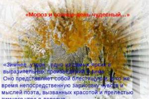 Пушкин Анализ стихотворения «Зимнее утро» «Мороз и солнце-день чудесный…» - презентация